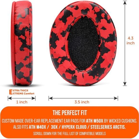 Wicked Cushions PadZ - Thick & Soft Ear Pads for ATH M50X / M40X / SteelSeries - Picture 6 of 7